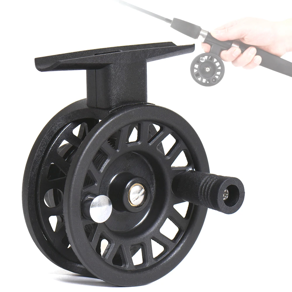 

Black Ultralight 55g Fly Fishing Reel Diameter 50mm ABS Plastic Left Hand Former Ice Fishing Wheel