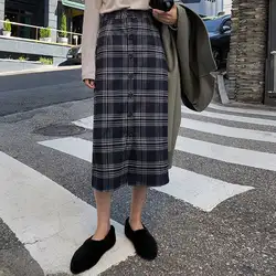 Винтажная клетчатая полосатая Женская юбка с принтом 2019 осенние и зимние женские юбки-карандаш