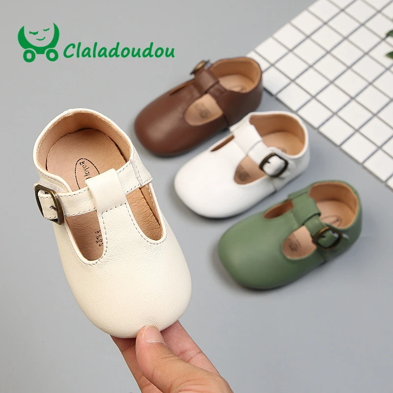 

Claladoudou11.5-13.5cm genuine leather toddler baby leather shoes infant girls dress shoes green brown boys casual flats shoes