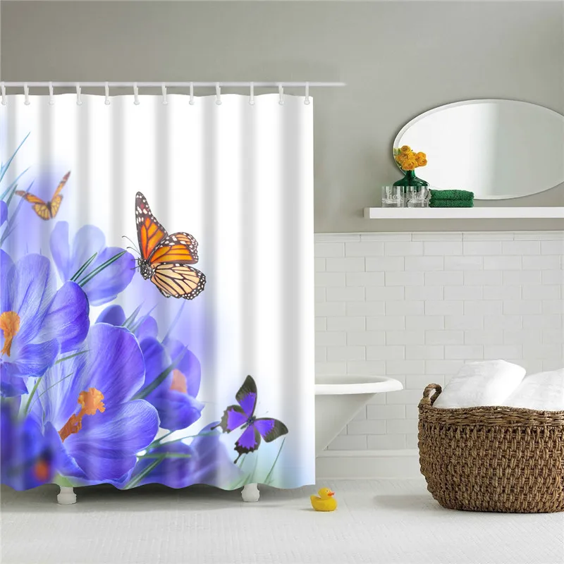Набор занавесок для ванной комнаты с принтом бабочки, водостойкая ткань, занавеска для ванной, декор для ванной комнаты