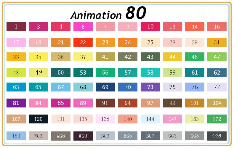 TouchFive 30/40/60/80/168маркеры для рисования ручка на спиртовой основе двустороннего искусства Рисунок манга Альтернатива COPIC - Цвет: Animation 80