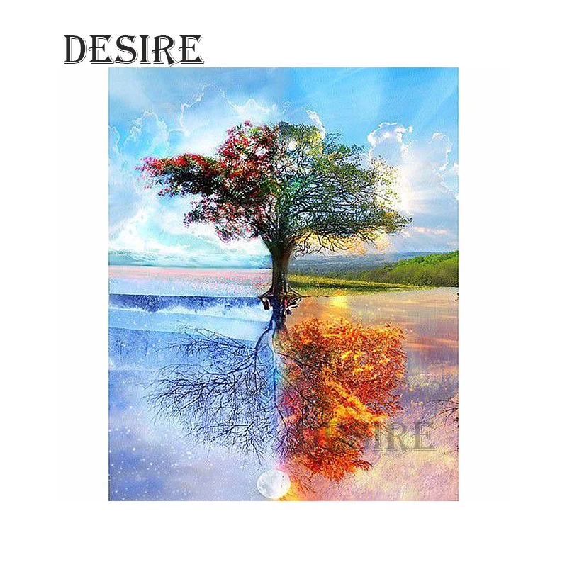 

Desire Diamond Painting Cross Stitch Four Seasons Tree Square Drill Mosaic Picture Rhinestone DIY Diamond Embroidery PT2029