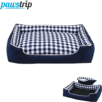 

Pawstrip 4 Size Plaid Pet Dog Beds Winter Warm Large Dog Bed House Detachable Wash Puppy Cushion