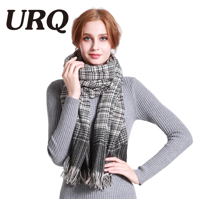 

[URQ]Thicken Acrylic winter scarf luxury brand Plaid Big size Soft Scarves Pashmina Echarpe Winter Wrap Woman A7A20831