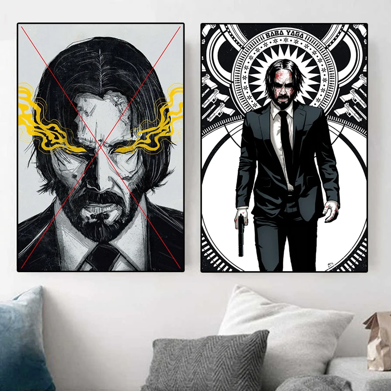 

John Wick Posters and Prints Movie Pictures Print Keanu Reeves Men Pistols Chapter HD Painting On Canvas For Living Room Cuadros