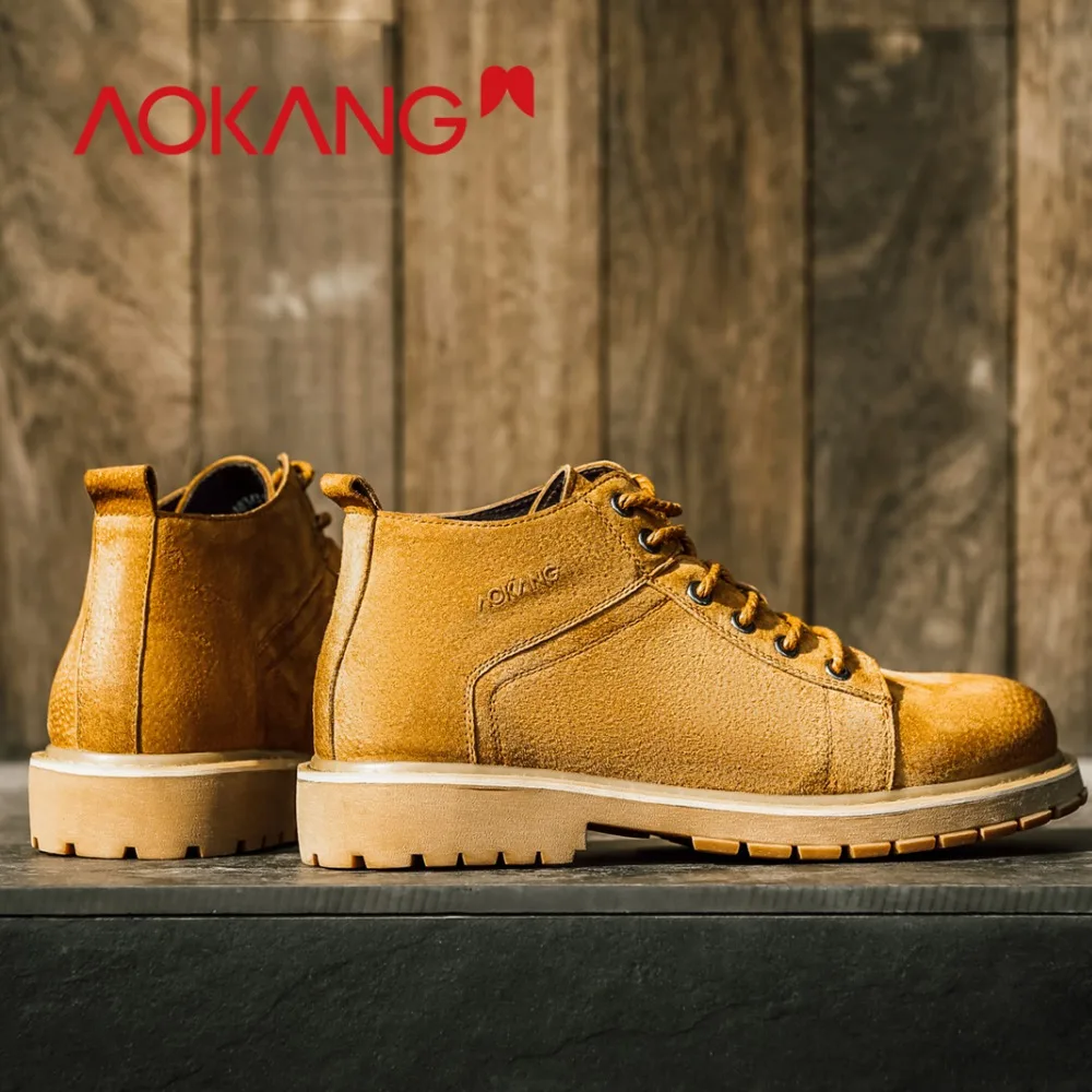 Britannique Plat Martin Chaussures yellow183431182 Aokang Black183431181 Style 2018 Nouvelle Faible Cheville Vintage Top Lacent Bottes D'hiver Hommes Low Mode Solide Épais Talon wHvSIqH