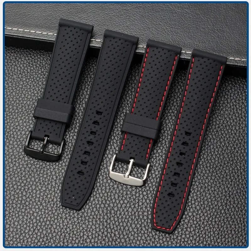 22mm Soft Silicone Watch Strap Belt Waterproof Breathable Wristband for Summer Outdoor Sports Sweatproof Watch Bands Accessories