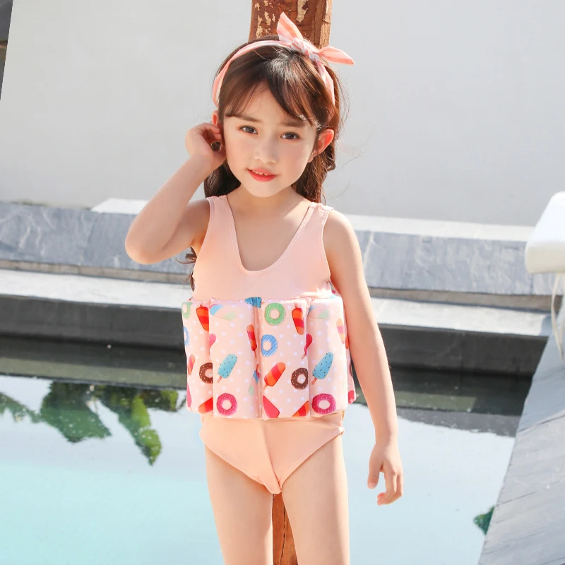 

Extrayou Children Swimsuit Girl Swimming Suit Float Buoyancy Swimwear Detachable Bathing Suit Protective Safe Learning Swimwear