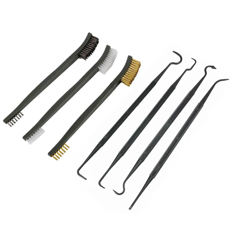 

3pcs Steel Wire Brush and 4pcs Nylon Pick Set Tactical Universal Gun Rifle Cleaning Kit Tools for Hunting Military Combat