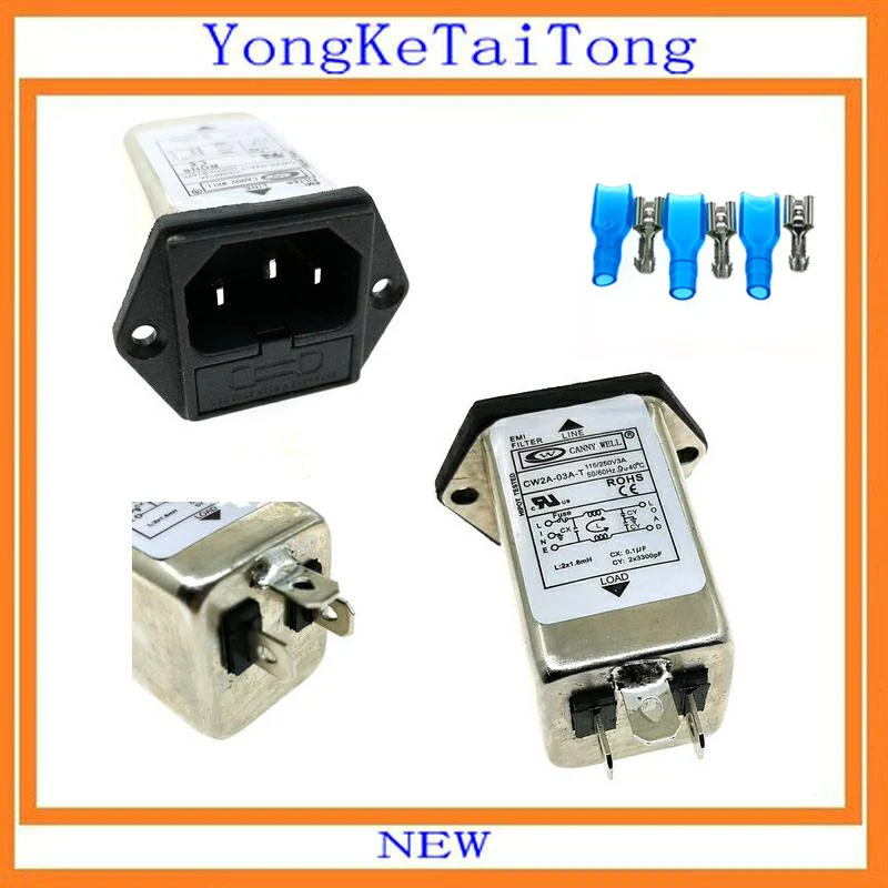 

1PCS EMI Filter CW2A-03A-T CW2A-06A-T CW2A-10A-T 3A 6A 10A 115V-250V