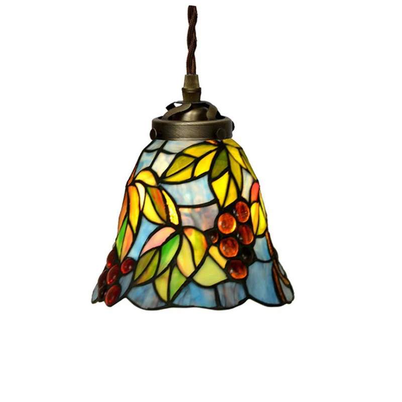 Japanese Rustic Rural Stained Glass Plant Leaf Single LED Hanging Pendant Lamp Light Balcony Corridor Passageway Stairs Lighting Japanese Rustic Rural Stained Glass Plant Leaf Single LED Hanging Pendant Lamp Light Balcony Corridor Passageway Stairs Lighting