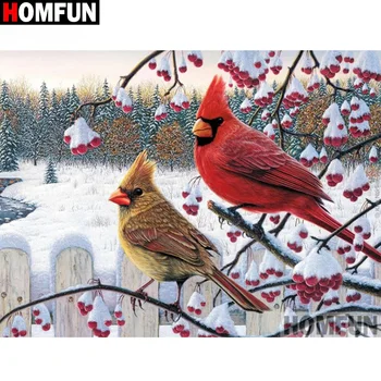 

HOMFUN Full Square/Round Drill 5D DIY Diamond Painting "Bird snow scene " 3D Diamond Embroidery Cross Stitch Home Decor A20308