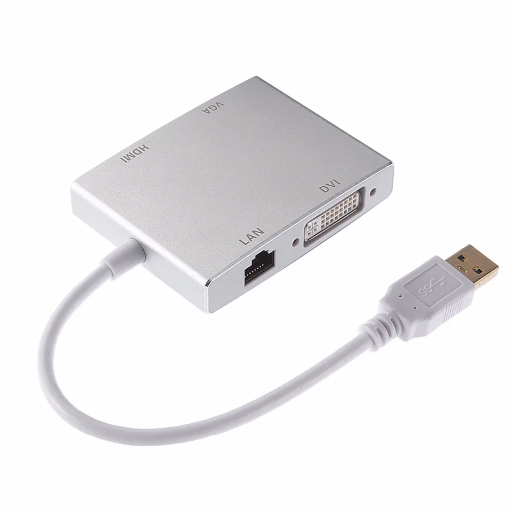 USB 3.0 to DVI VGA HDMI HDTV External Graphics Card & LAN Ethernet RJ45 Adapter 0.1m