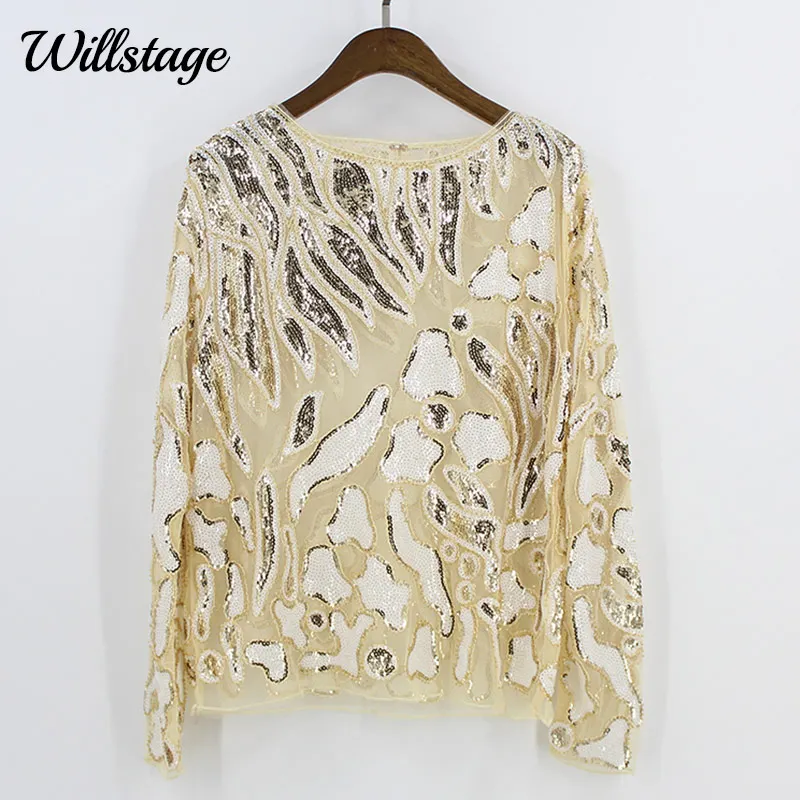 gold mesh top long sleeve