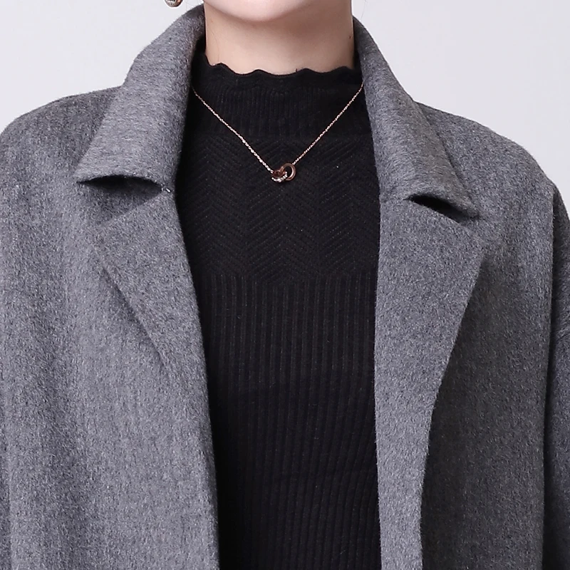 Color Automne Double Neuf face Haute Manteau Photo Manteaux Lâche Laine De D'hiver En Femelle Long Qualité Vent Printemps Cachemire Femmes Hepburn wqqfRvSt