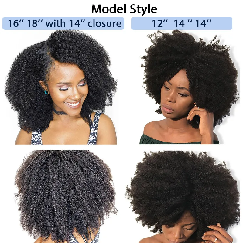 Mongolian Afro Kinky Curly Hair Weave 4b 4c Natural Black Raw