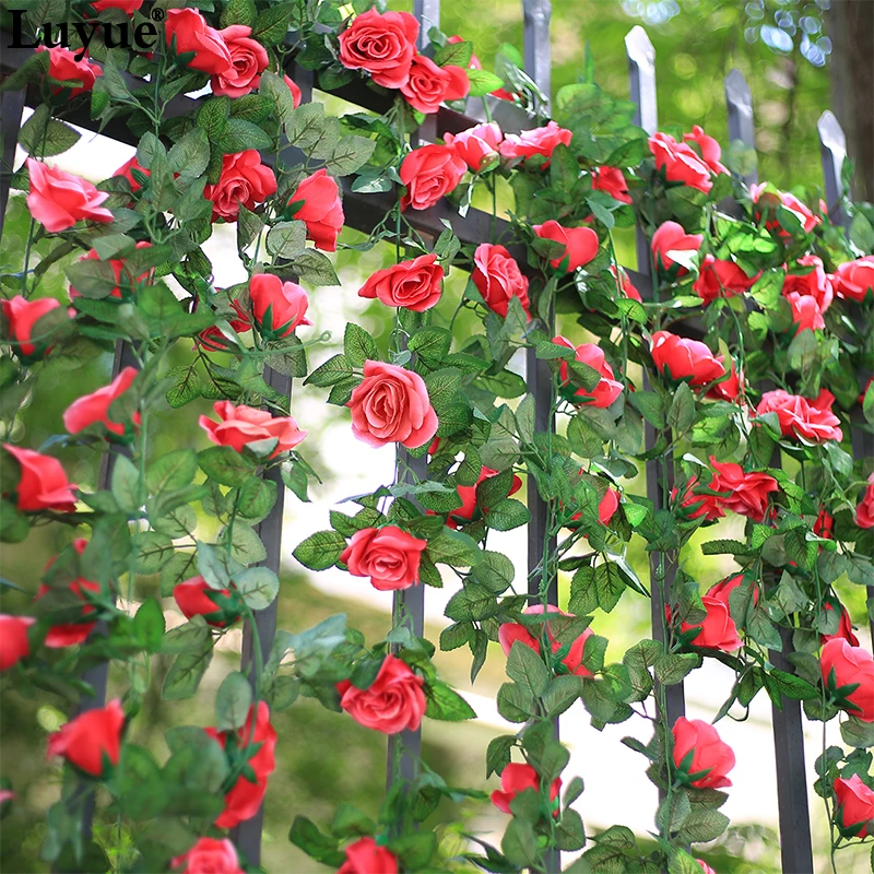 

Luyue 2.24m 16 heads Flower Vines Rose Artificial Flower String Wedding Decor Garland DIY Fake Flower Rattan Wreath Garden Peony