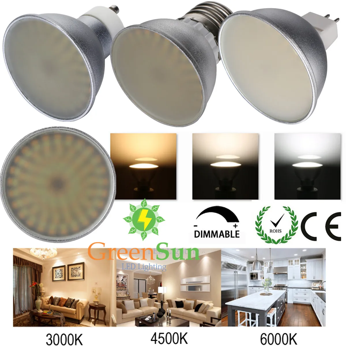 3 Вт MR16 GU10 E27 Светодиодный прожектор точечная лампа 3014 SMD диммируемая Трехцветная
