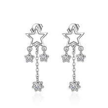 XIYANIKE-pendientes pentagonales de estrella de circonita para mujer, de Plata de Ley 925, de personaje Simple, aretes, aros, VES6611