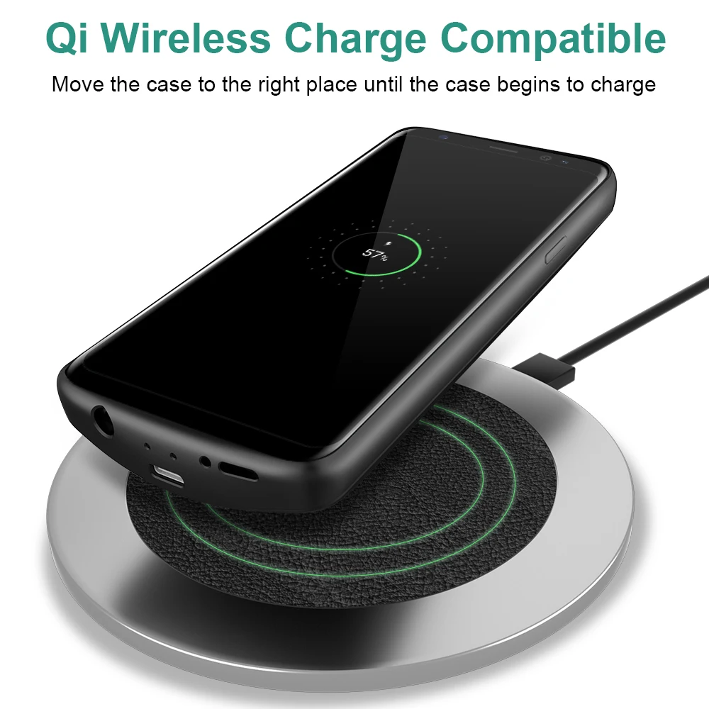 Чехол для аккумулятора Samsung Galaxy S9 Plus 5200 мАч Беспроводная зарядка Qi расширенный