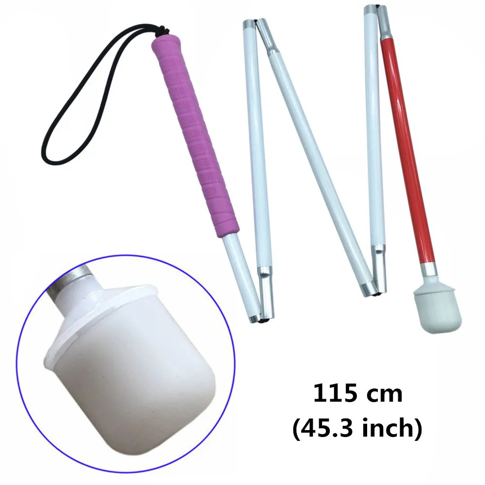 105-155 см, алюминиевая подвижная складная трость для слепых(складывается вниз 5 секций) с розовой ручкой - Цвет: 115cm (45.3 inch)