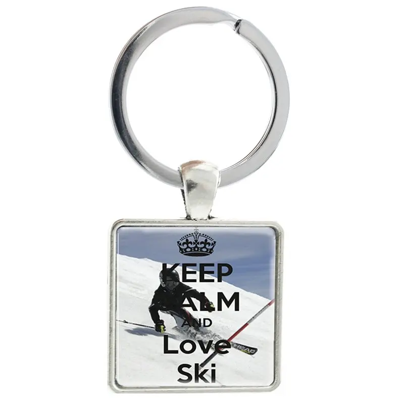 TAFREE Keep Calm And Love лыжный прыгающий брелок любовь лыжный силуэт брелок для ключей, Подарочный SG65 - Цвет: SG56