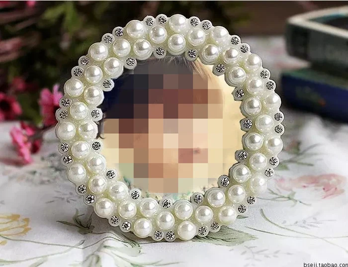 3 inch round shape Романтическая Свадебная фоторамка с жемчужной отделкой, фоторамки мульти-Форма рамки для фотографий на Настольный светильник Современный домашний декор порта retrato 3/67/8/10'' - Цвет: 3 inch round shape