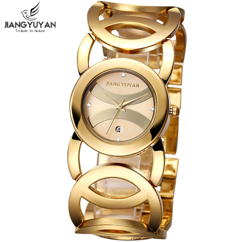 Female Fashion Crystal Bracelet Watch Gold Bangle Watches Women Luxury