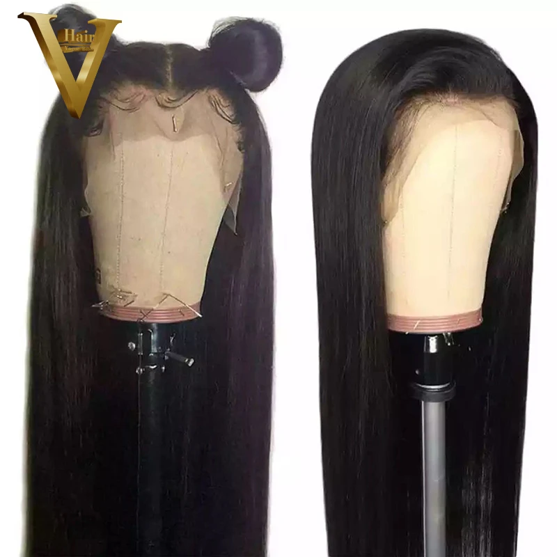 

Malaysian 150% Ponytail Silky Straight 370 Lace Frontal Wig Pre Plucked With Baby Hair Human Hair Wigs For Black Women Remy