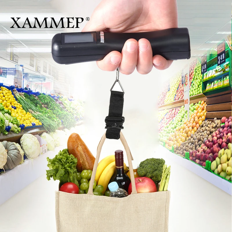 Electronic Scale Mini Digital Hanging Fishing Luggage Scale 50kg/0.1kg LCD Portable Hand Held Scale Travel Suitcase Xammep