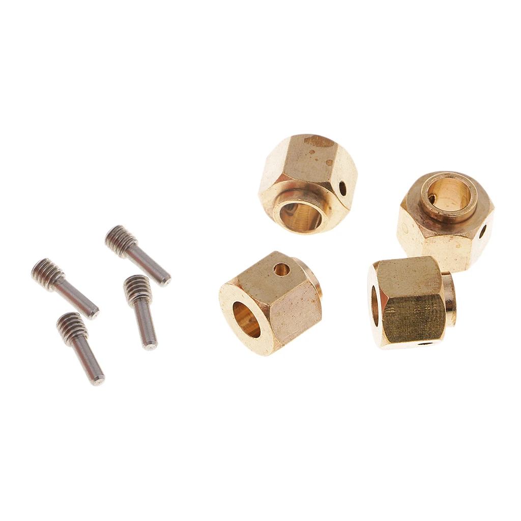 4Pcs 12mm Wheel Hub Brass Hexagonal Adapter Hex Adapter for 1/10 Traxxas TRX4 RC Crawler Truck Car Model