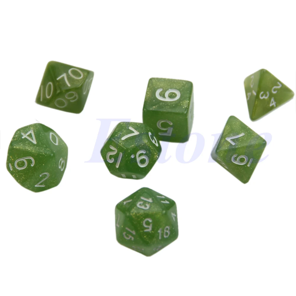 7x черный кубика D4 D6 D8 D10 D12 D20 подземелья и дракон D&D ролевой игры поли игровой набор N10 Dropship