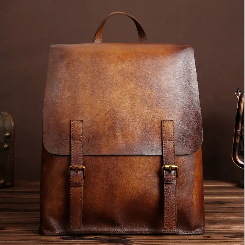 BULLCAPTAIN Retro Unisex Genuine Leather Cowhide Rucksack Brand High Quality Casual Daypack Bookbag Travel Knapsack BULLCAPTAIN Retro Unisex Genuine Leather Cowhide Rucksack Brand High Quality Casual Daypack Bookbag Travel Knapsack