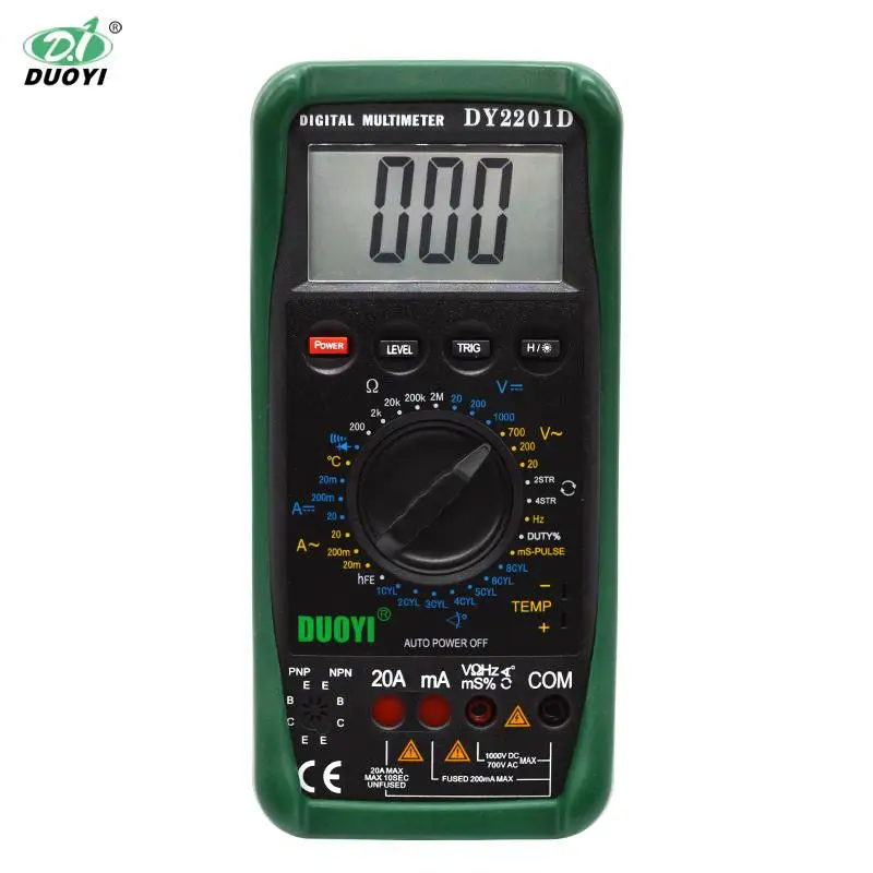 

LCD Digital Automotive Multimeter with Speed conversion sensor Non-contact RPM Dwell angle Frequency Temperature Tester DY2201D