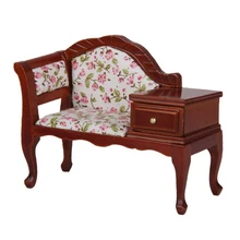 ABWE Лучшая 1/12 миниатюрная мебель для кукольного домика деревянная Цветочная кресло с ящиком