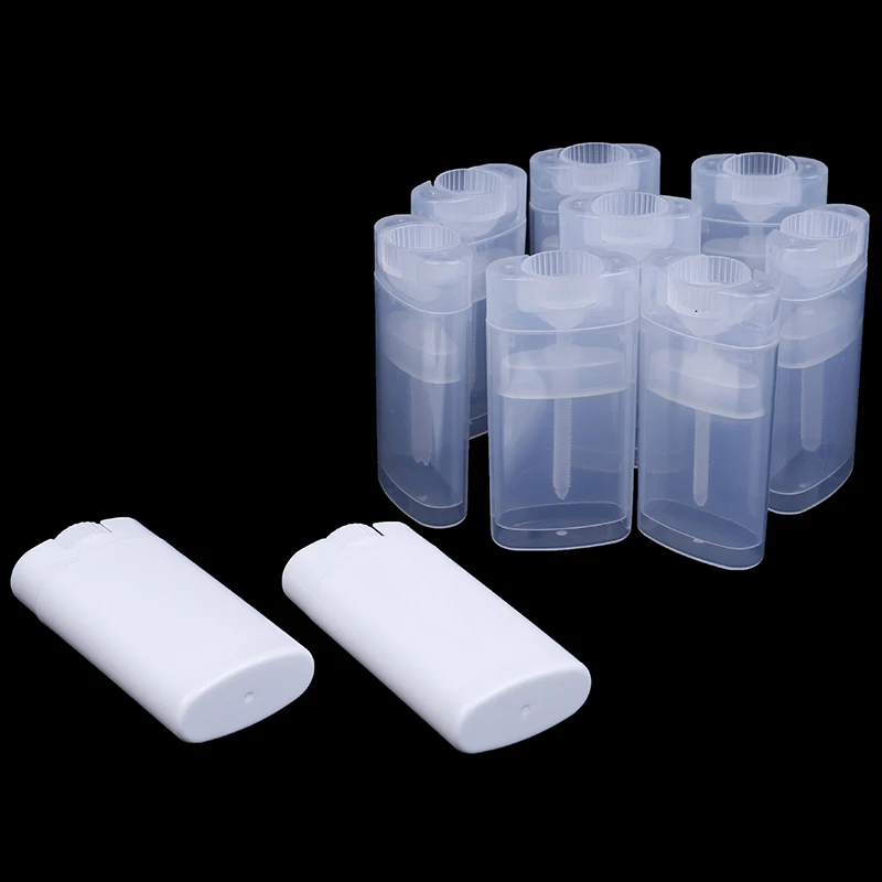 1/2/5Pcs Empty Oval Lip Balm Tube With Lid Portable Plastic White Solid Perfume Deodorant Containers  Makeup Lipstick Tubes 15ml