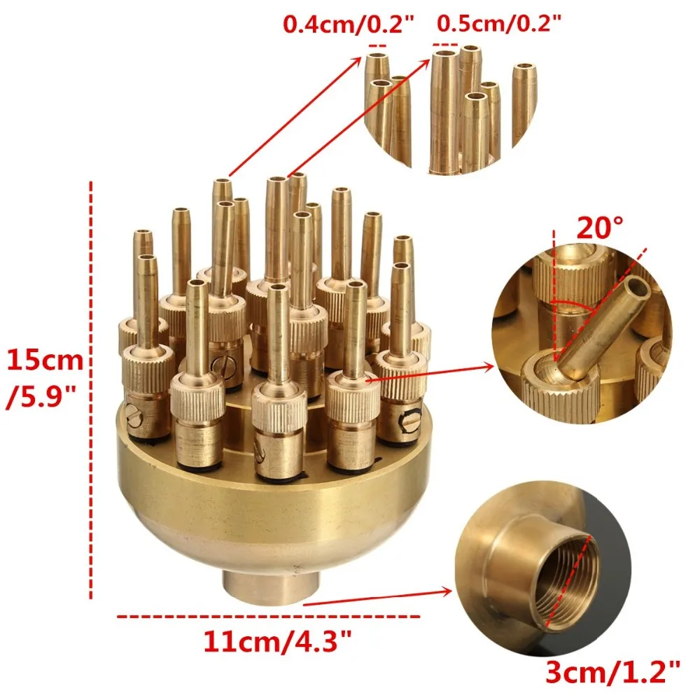 Высокое качество 1," 3 слоя сопло фонтана 17 разбрызгиватель распылительную головку пруд из латуни для сада