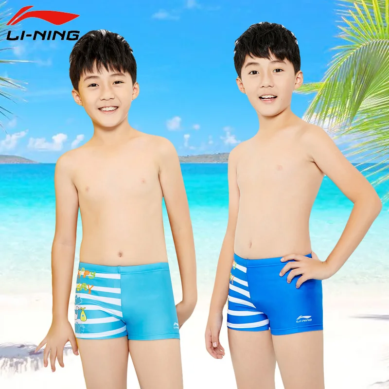 LI-NING детей Плавание ming костюм мальчиков Спортивная шорты-боксеры Профессиональный Плавание ming стволы дети мальчик быстросохнущая Для Мужчин's Плавание шорты Серфинг