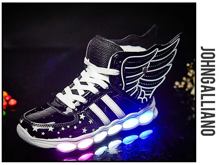 Черный детская обувь, светодиодные огни, светящаяся обувь для мальчиков и девочек; Зарядка через usb спортивная обувь Повседневное женская