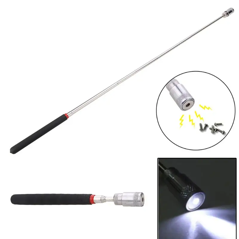 Выдвижной светодиодный фонарь, магнитный удобный инструмент для захвата, светодиодный, магнитная телескопическая ручка, гибкая магнитная ручка, винтовые болты, железный стержень