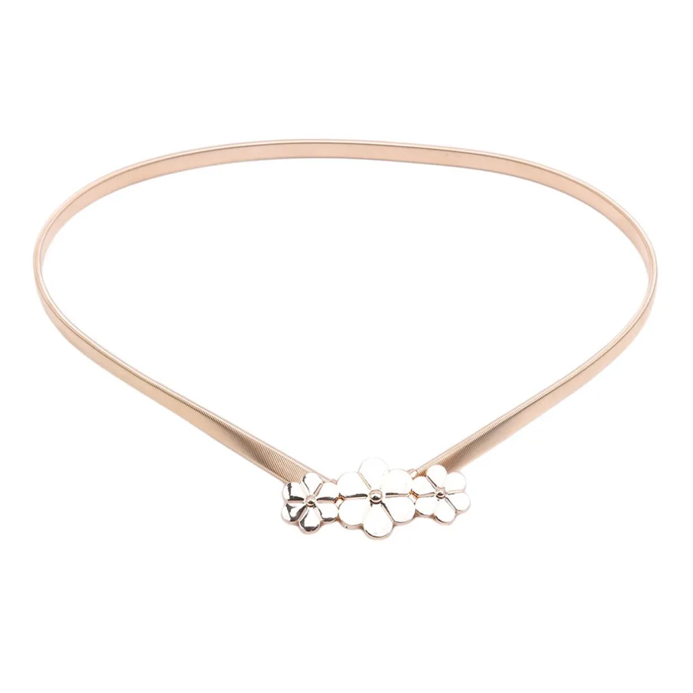 

2019 Luxury Silver Gold Chain Stretch Elastic Belt Flower Designer Waist Belts Women Metal Belt Flower Elastic Strap Waist Belt