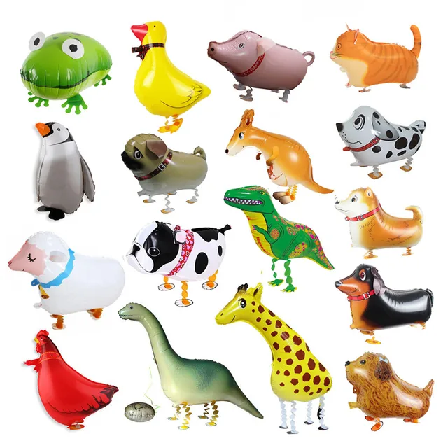 Jungle Safari Party Walking Animal Helium Balloons Air Pig/Dog Foil Ballon Baby Birthday Party Decorations Kids Gift Toy Baloon