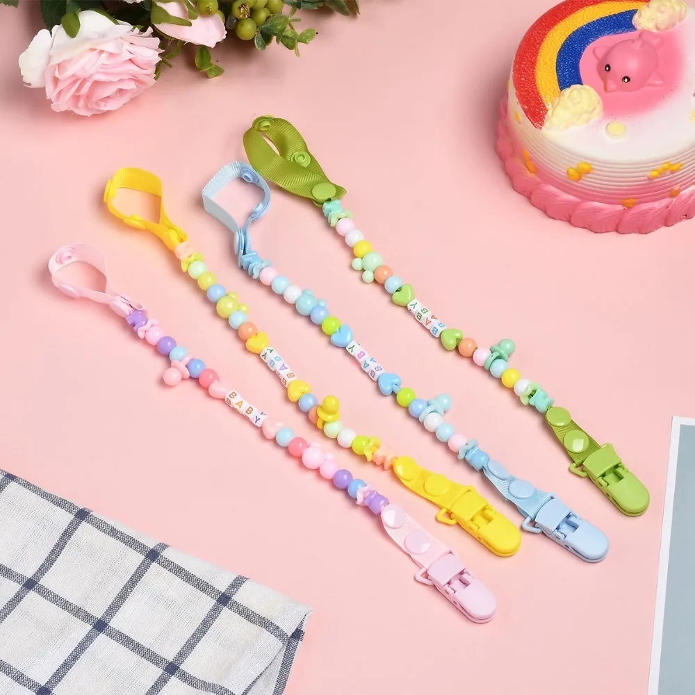

Baby Pacifier Clip Pacifier Chain Hand Made Green Colorful Beads Dummy Clip Baby Soother Nipple Holder For Baby Kids Chupeteros
