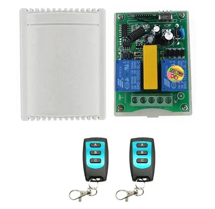 

universal 433mhz AC 220 V 2 CH RF Wireless Remote Control 1 Receiver +2 Transmitter tubular motor garage door projection