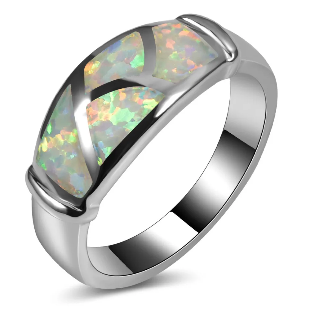 Hot Sale Exquisite White Fire Opal 925 Sterling Silver High Quantity Engagement Wedding Ring Size 5