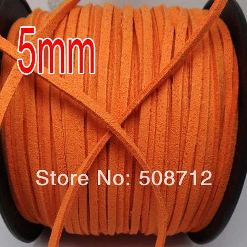 

Free Shipping!!! 100yard/roll 5mm orange Color Jewelry Suede Leather Cord /Soft Velvet Korea Frosting Cord