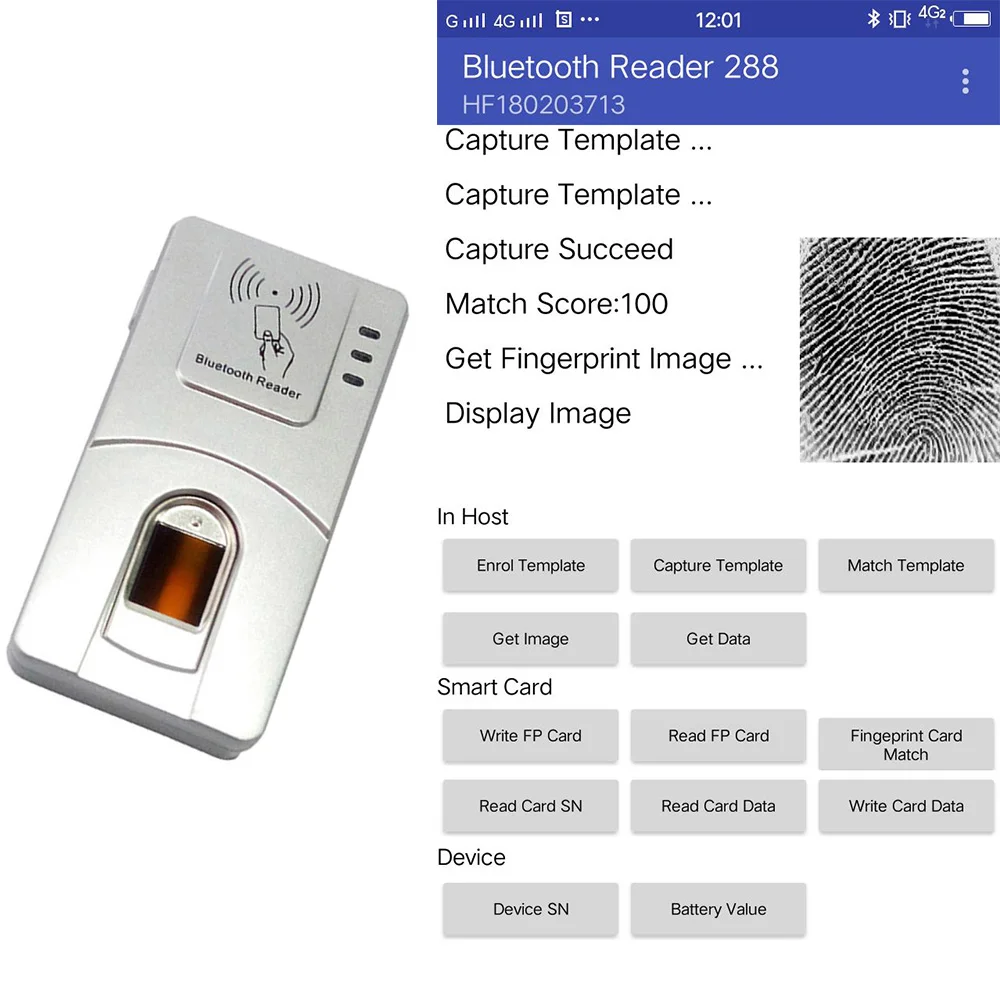 Беспроводной считыватель отпечатков пальцев для Windows Andorid OS Bluetooth