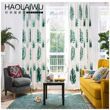 Free Shipping Tropical Green Leaves Modern European Style Digital Print 3D Curtains For Living Room Bedroom Window Decoration