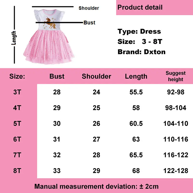 DXTON/Детские платья для девочек; платье принцессы с расклешенными рукавами для девочек; летние хлопковые детские костюмы; платье с единорогом; одежда для маленьких девочек