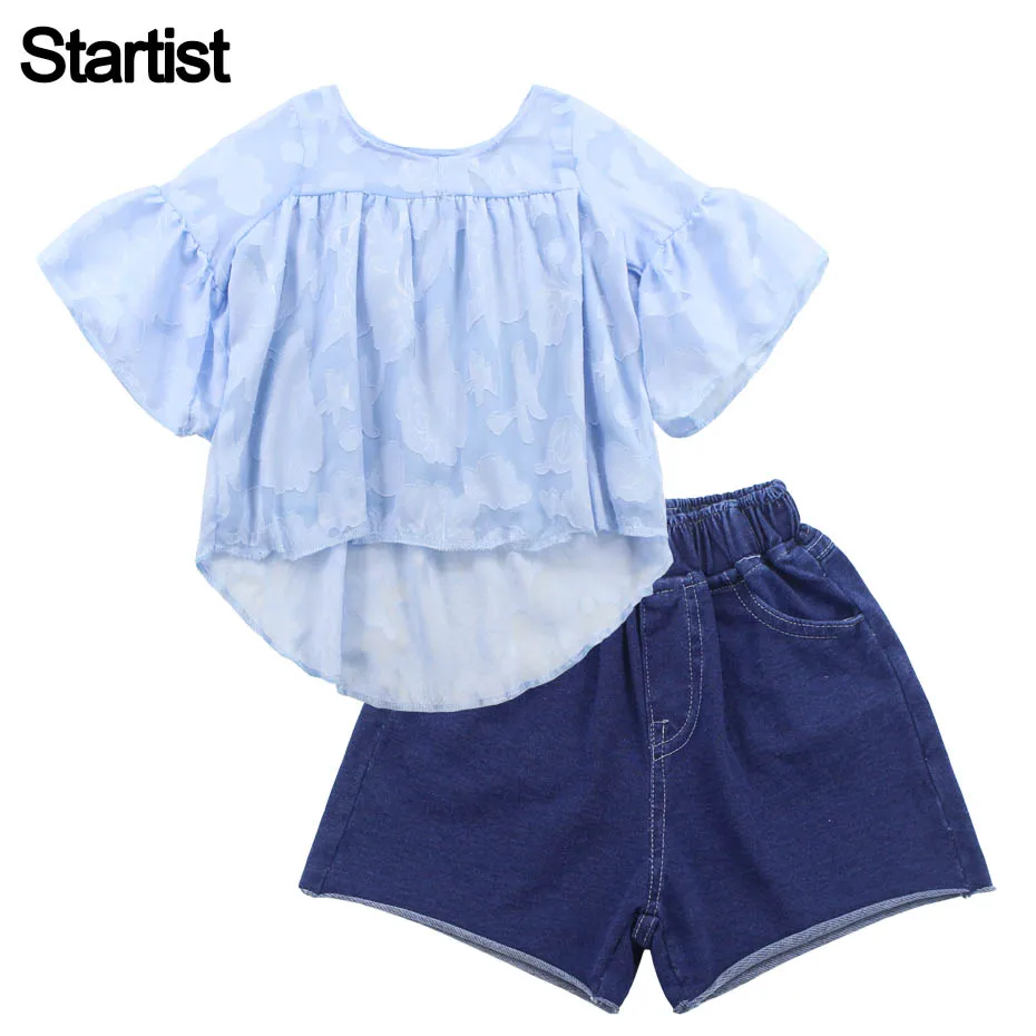

Kids Girls Clothes Set Lace Blouse + Denim Pants Suit For Girls Teenage Kids Summer Clothes 6 8 10 12 13 14 Year